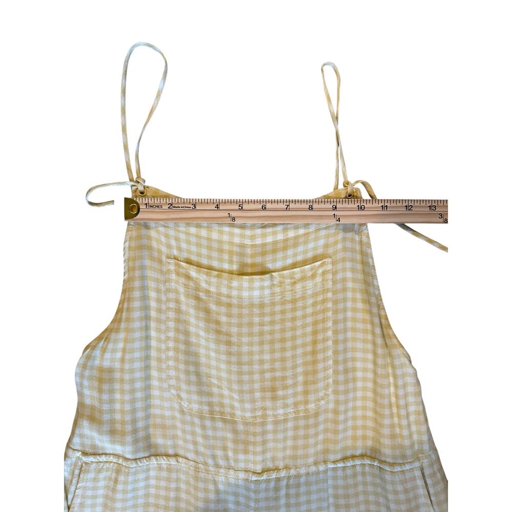RVCA Women’s Yellow Gingham WideLeg Overalls Size M Cottagecore Picnic Coastal - Picture 7 of 13